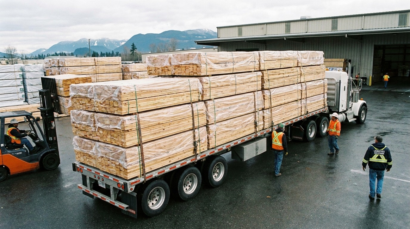 Lumber shipment loaded for export